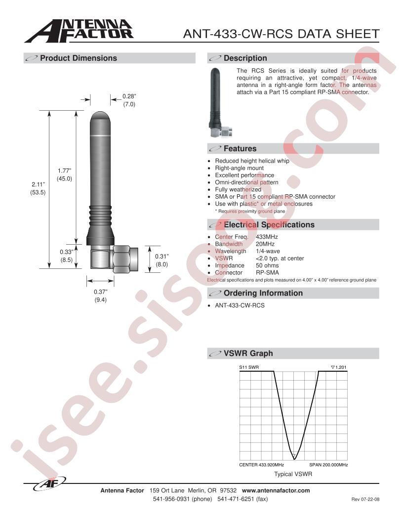 ANT-433-CW-RCS