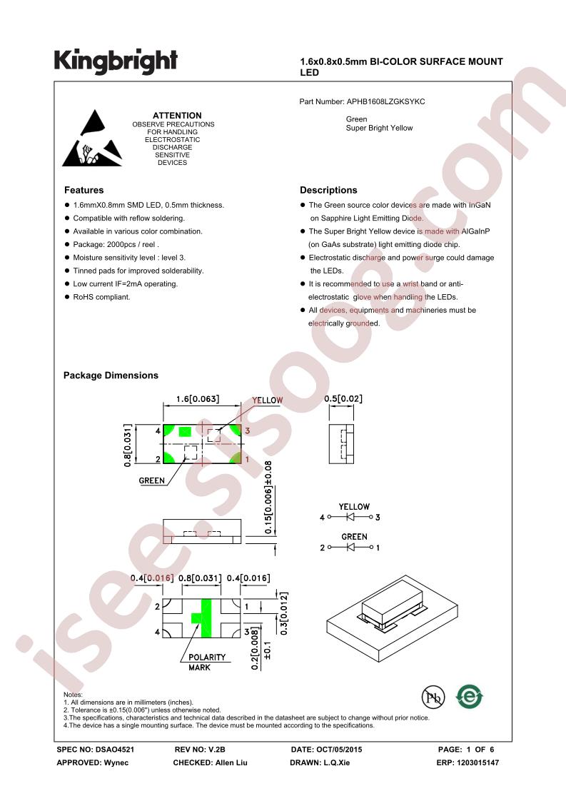 APHB1608LZGKSYKC