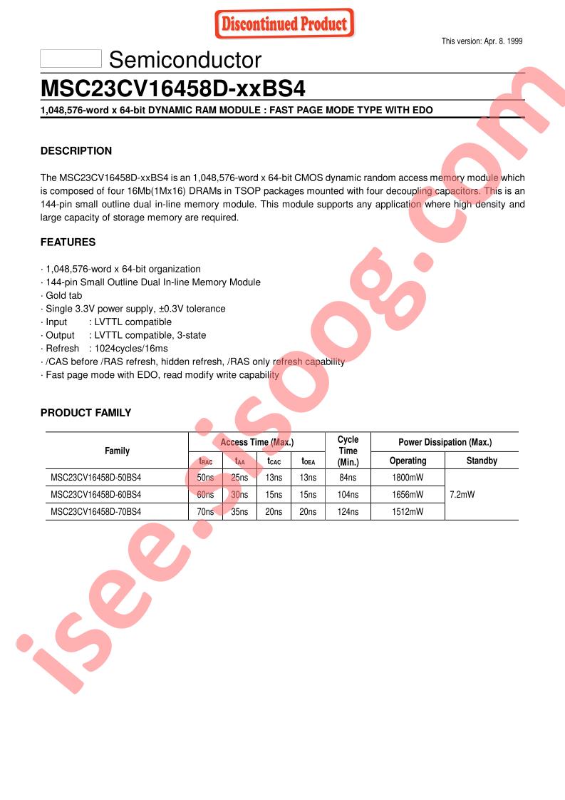 MSC23CV16458D-XXBS4