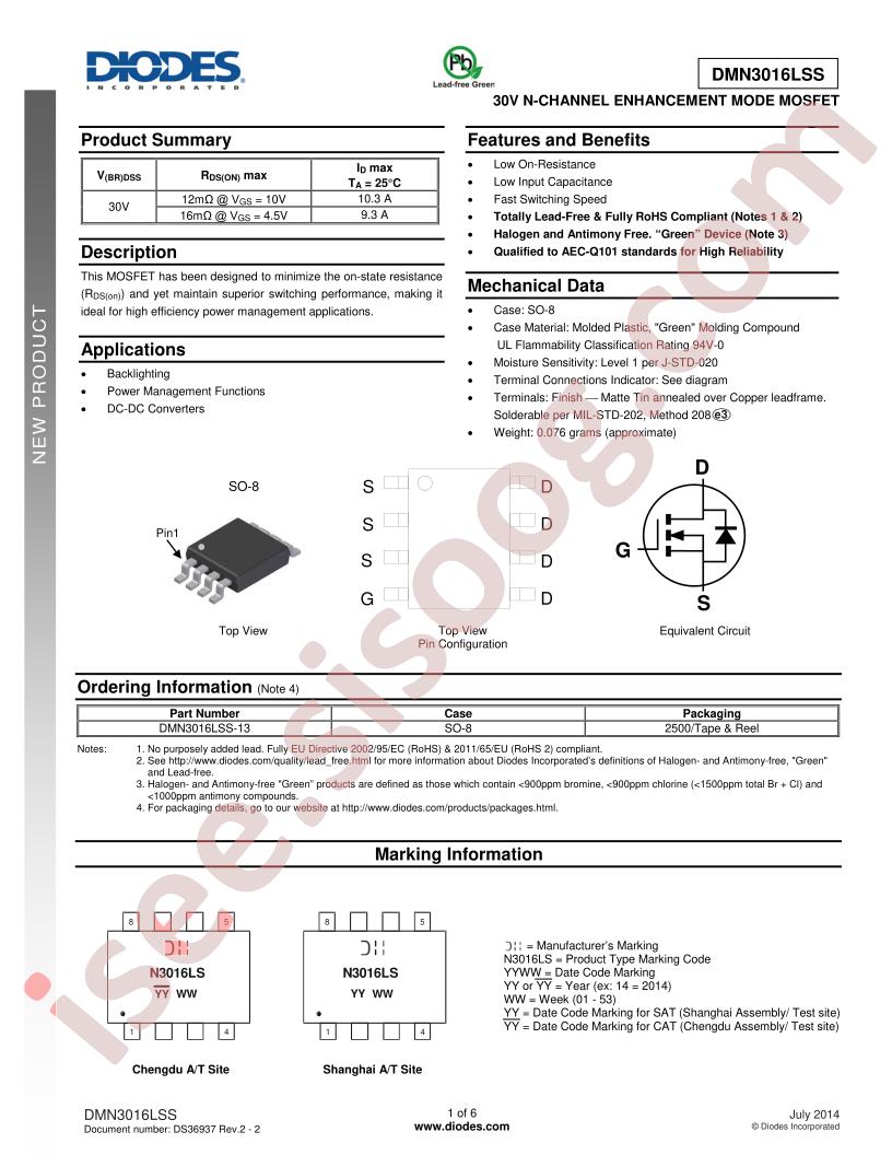 DMN3016LSS-13