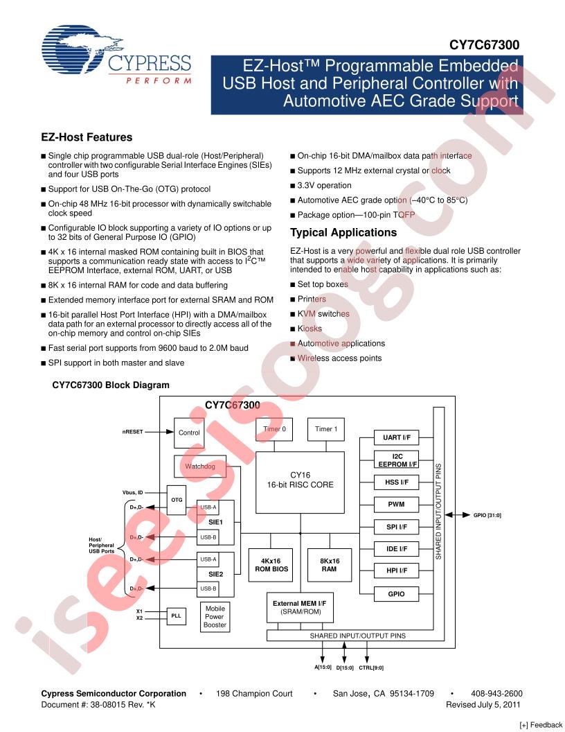 CY7C67300-100AXI