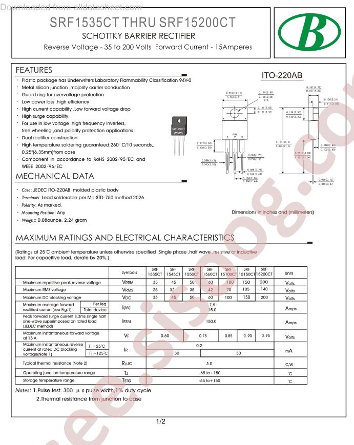 SRF15200CT-15A-ITO-220AB