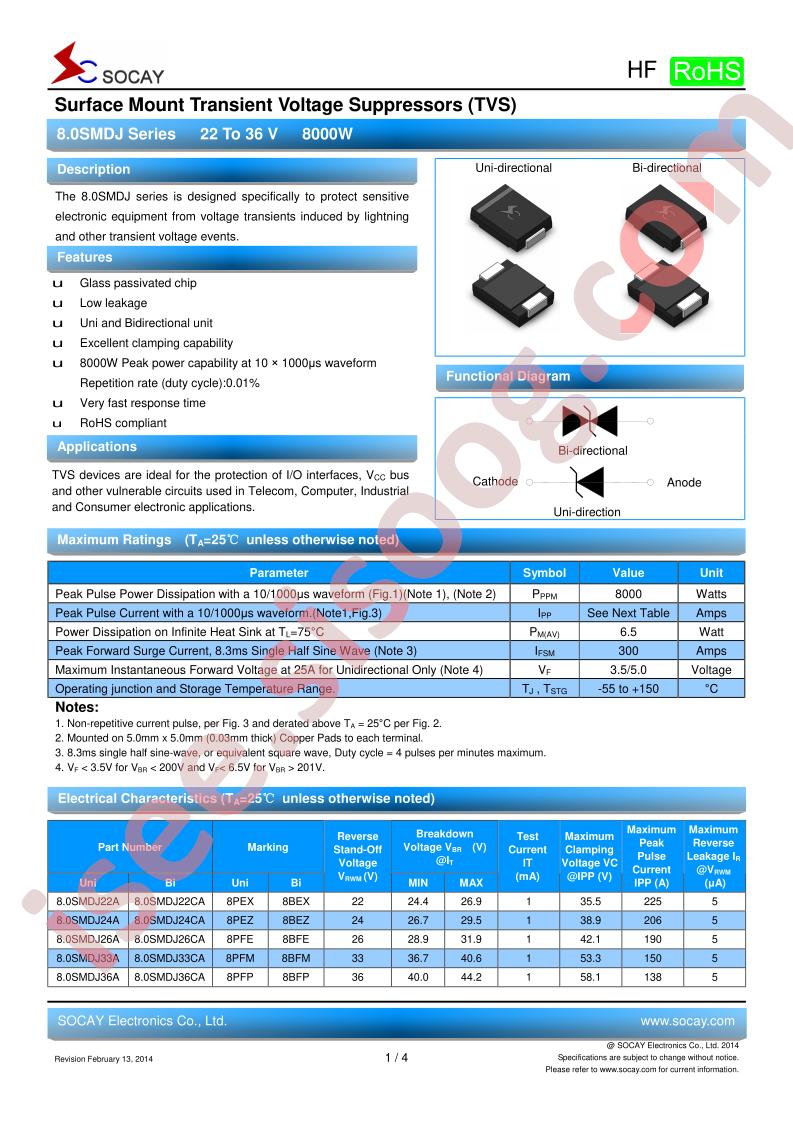 8.0SMDJ33A