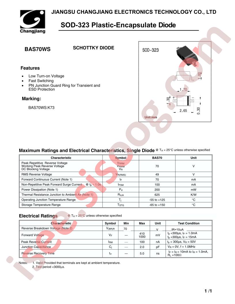 BAS70WS-SOD-323