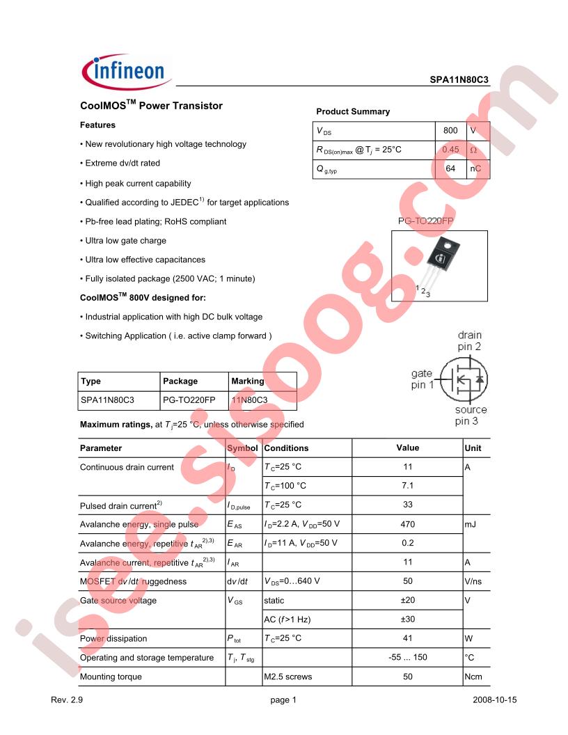 SPA11N80C3_08