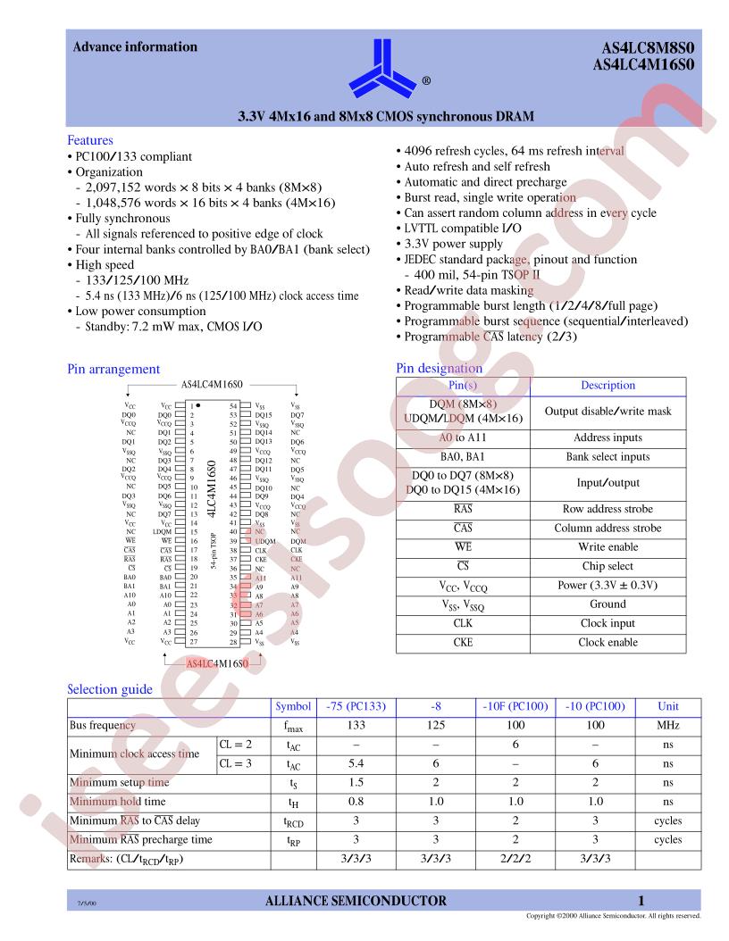 AS4LC4M16S0-10TC