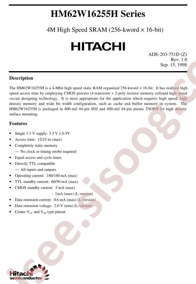 HM62W16255HLTT-15