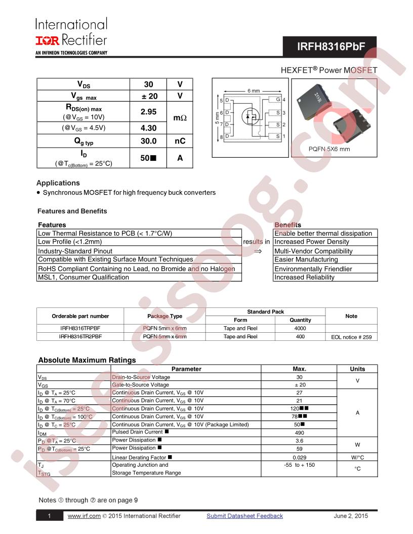 IRFH8316PBF
