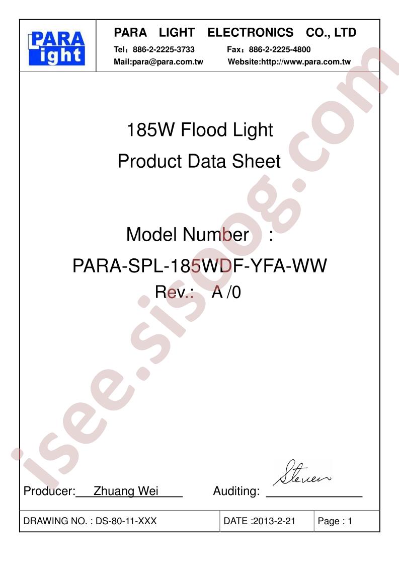 PARA-SPL-185WDF-YFA-WW