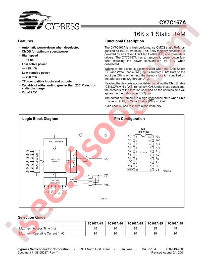 CY7C167A-20VC