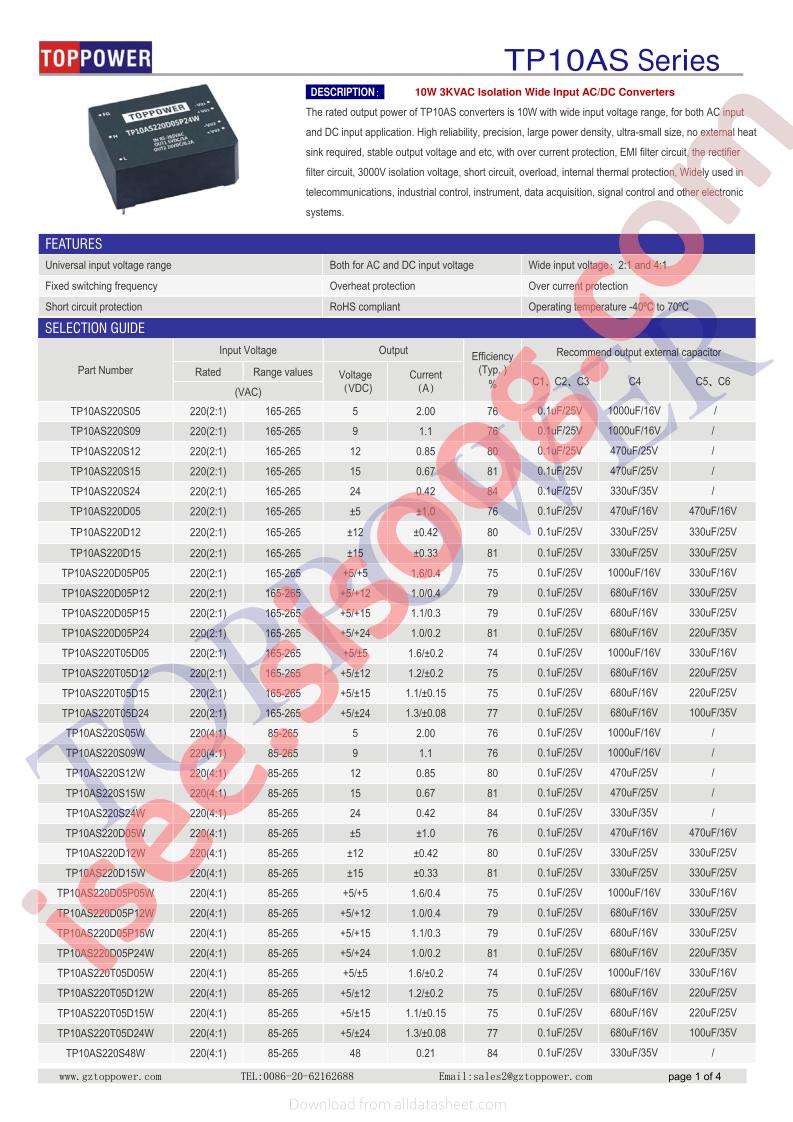 TP10AS220T05D05W