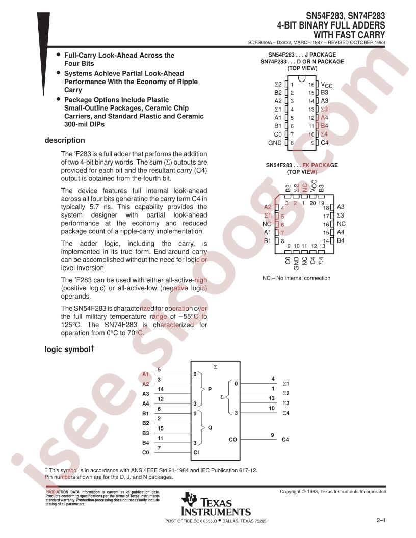 SN54F283FK