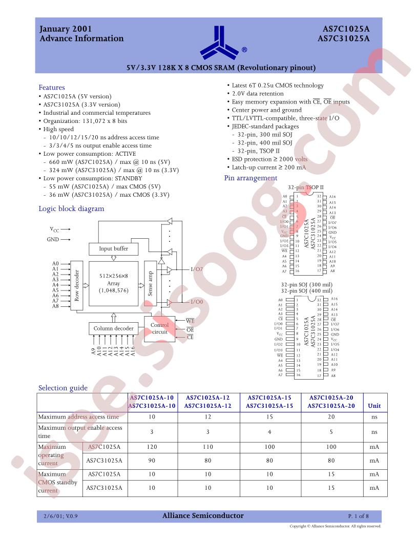 AS7C1025A-10JC