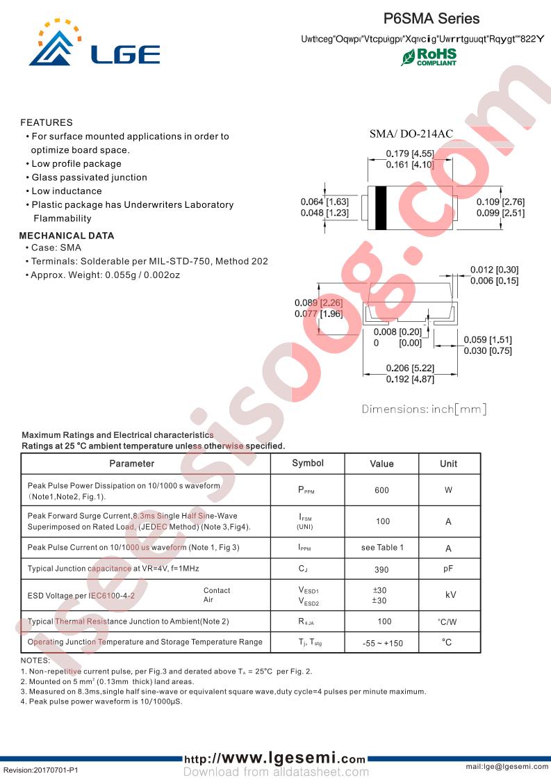 P6SMA300CA