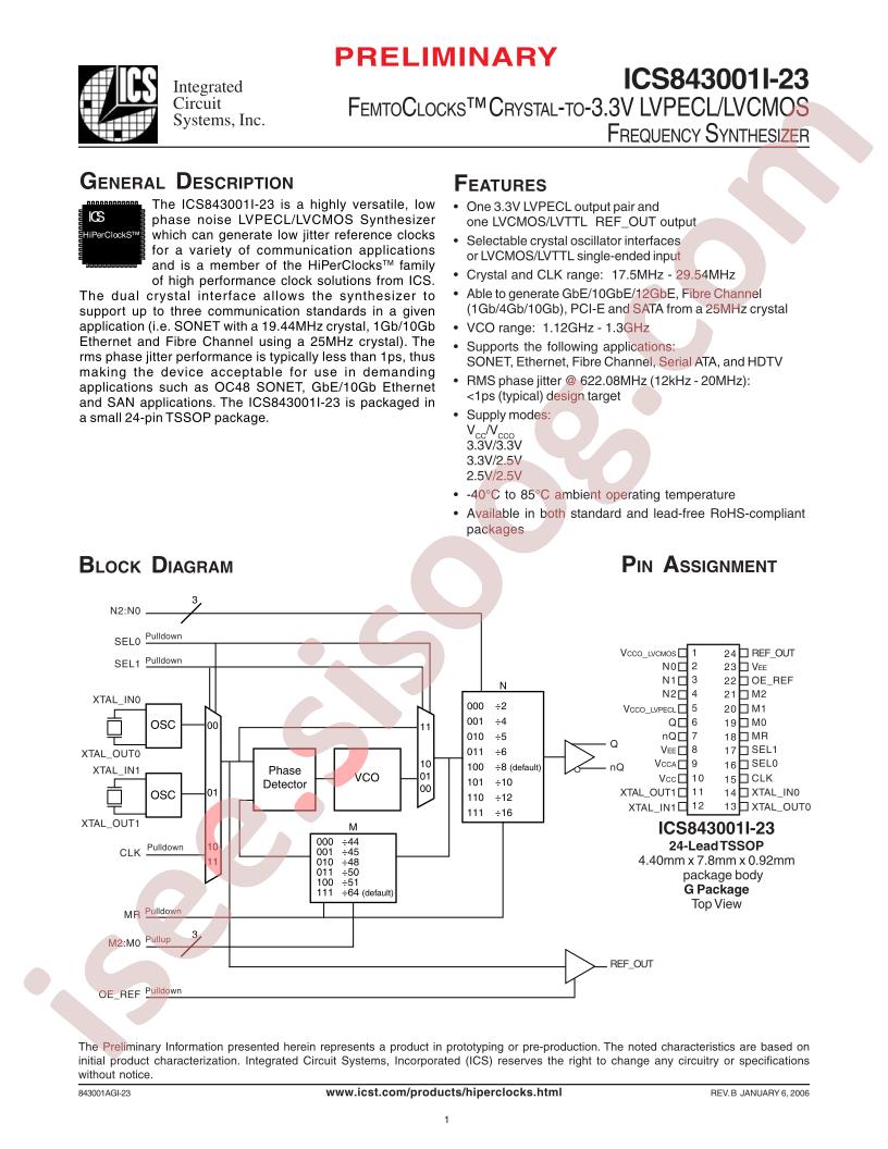 ICS843001AGI-23LFT