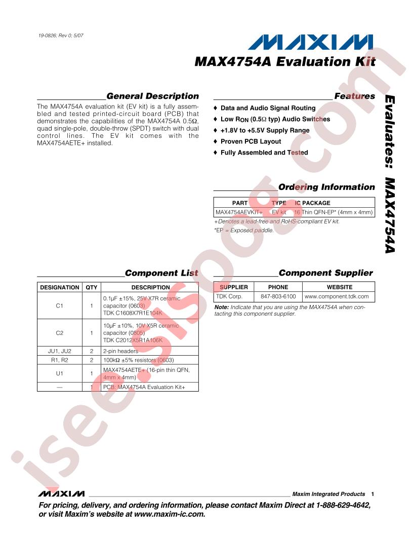 MAX4754AEVKIT