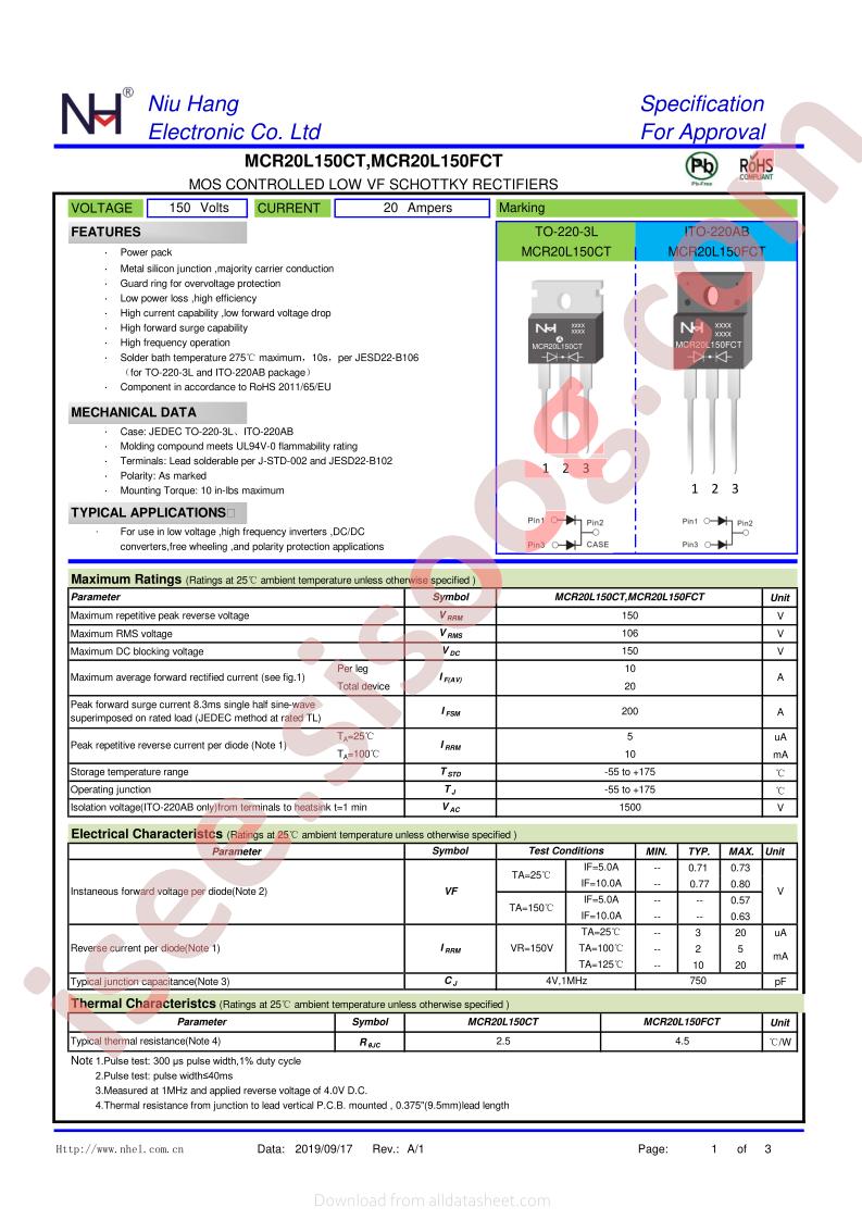 MCR20L150CT