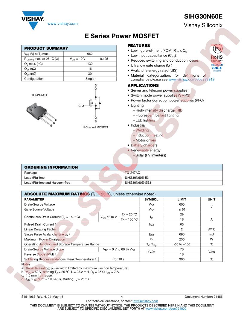 SIHG30N60E-E3