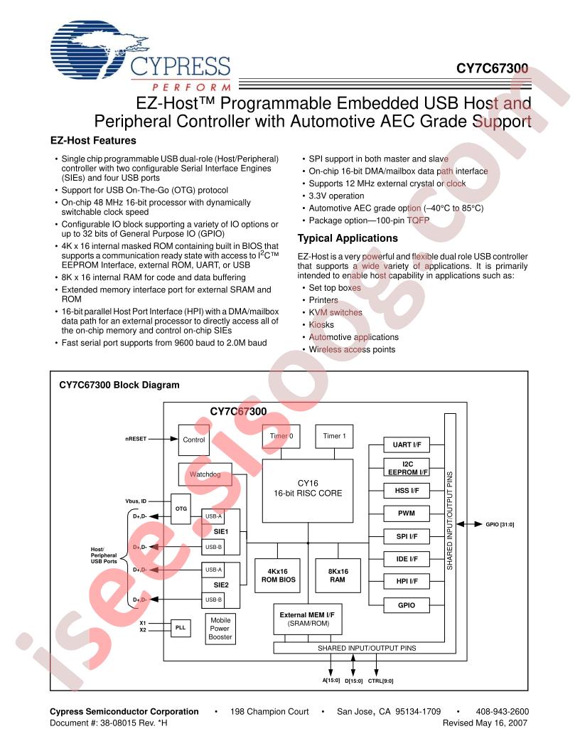 CY7C67300-100AXAT