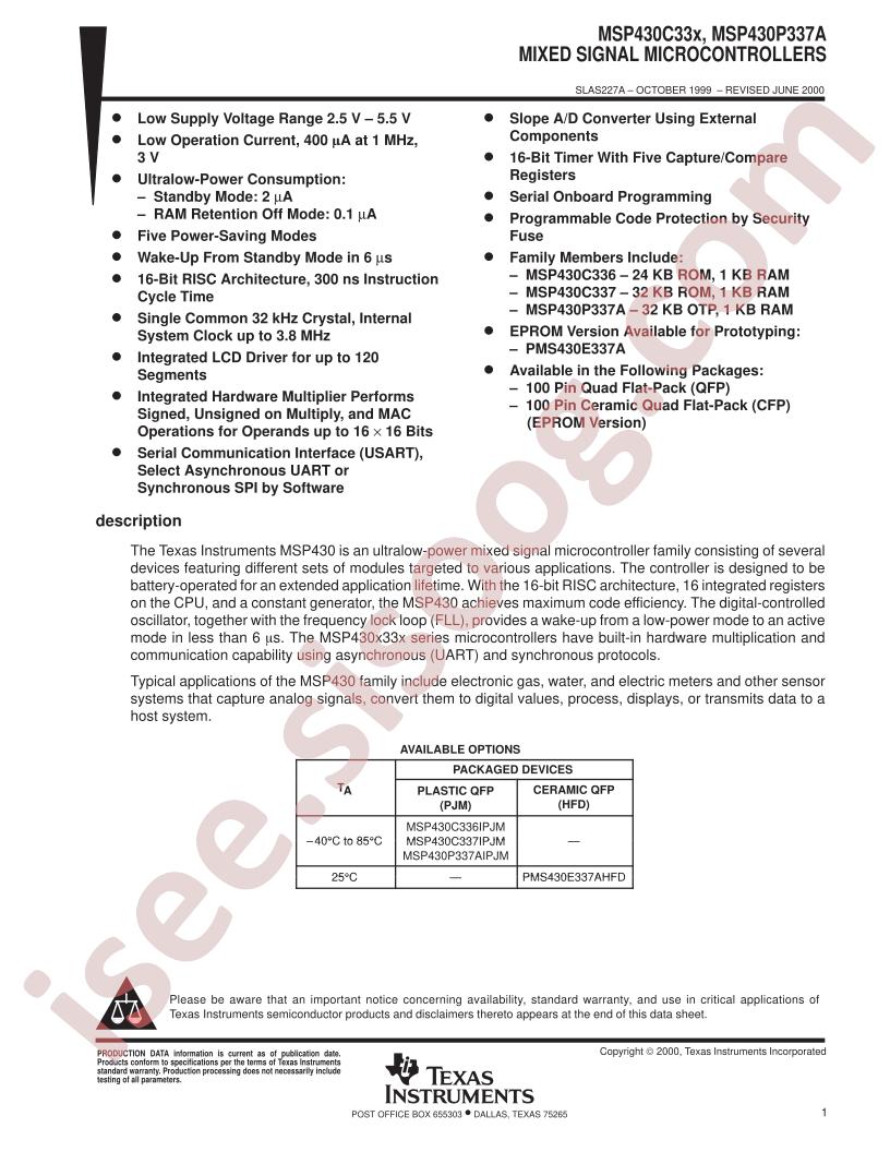 MSP430P337AIPJM