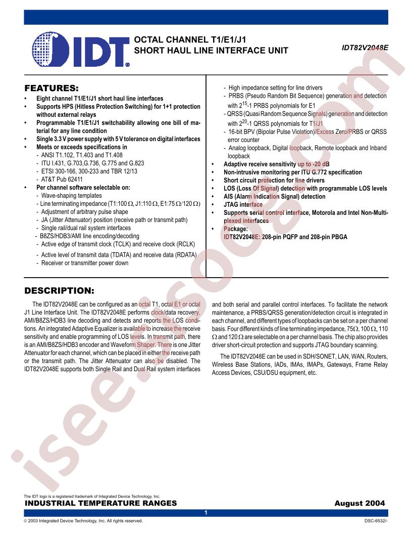 IDT82V2048EBB