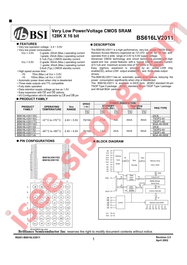 BS616LV2011TI