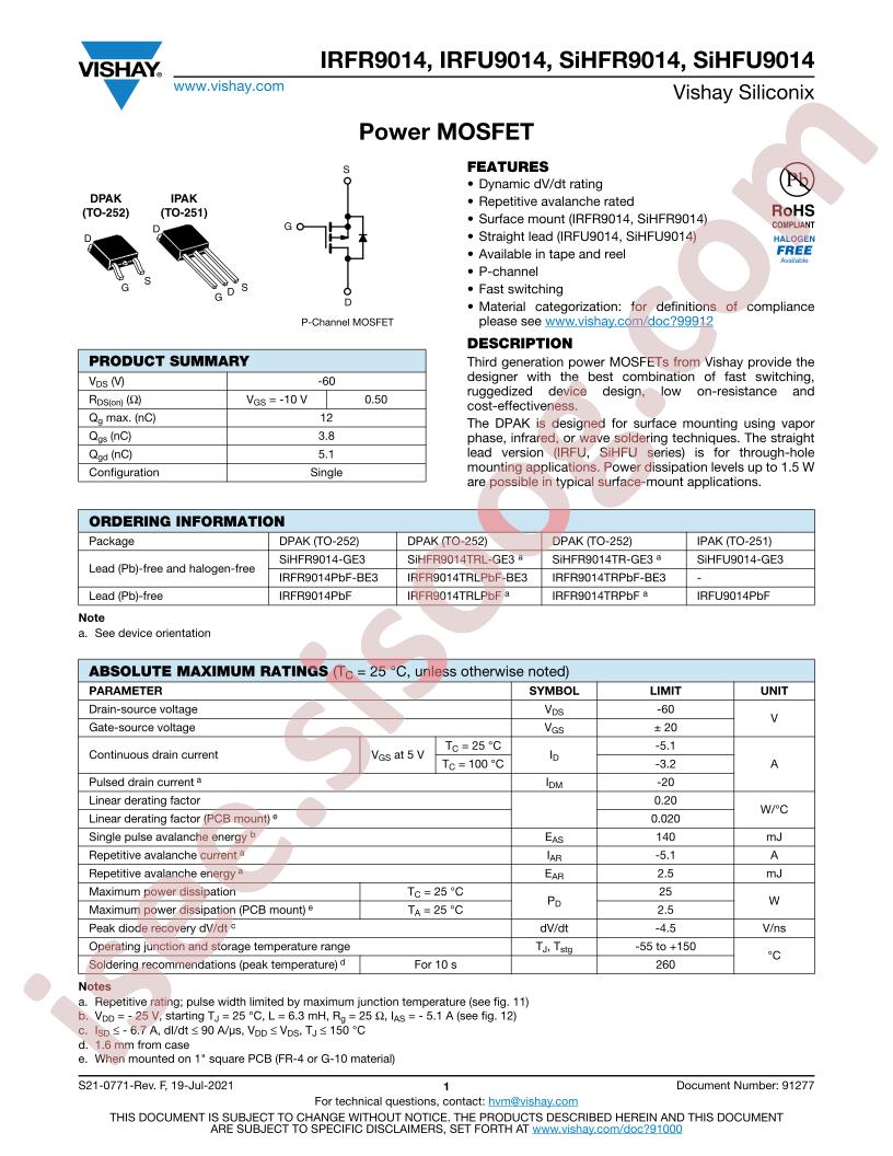 IRFR9014TRPBF-BE3