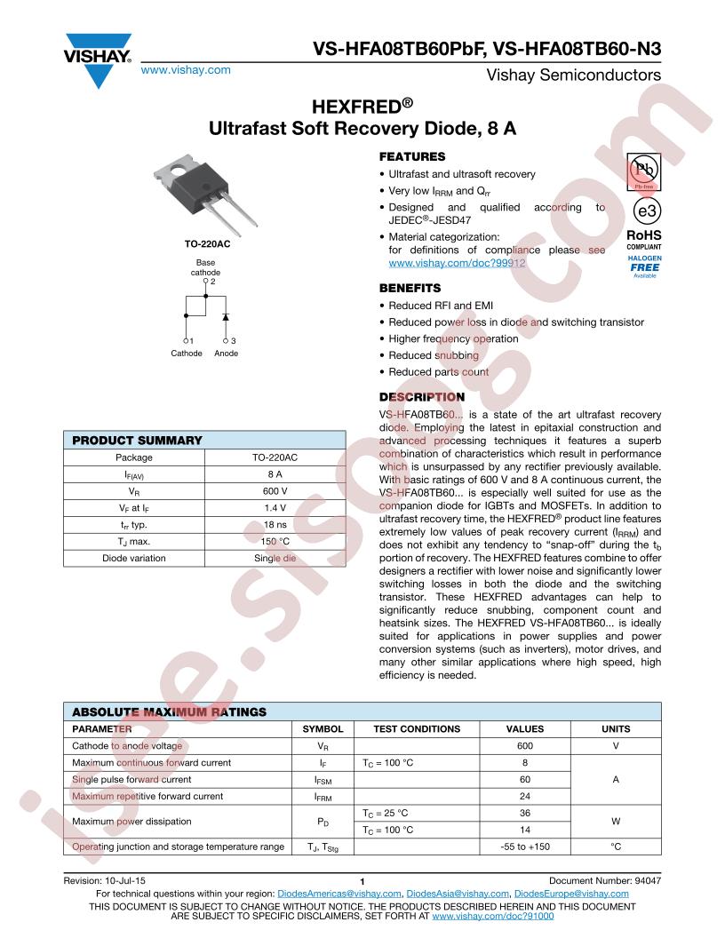 VS-HFA08TB60PBF