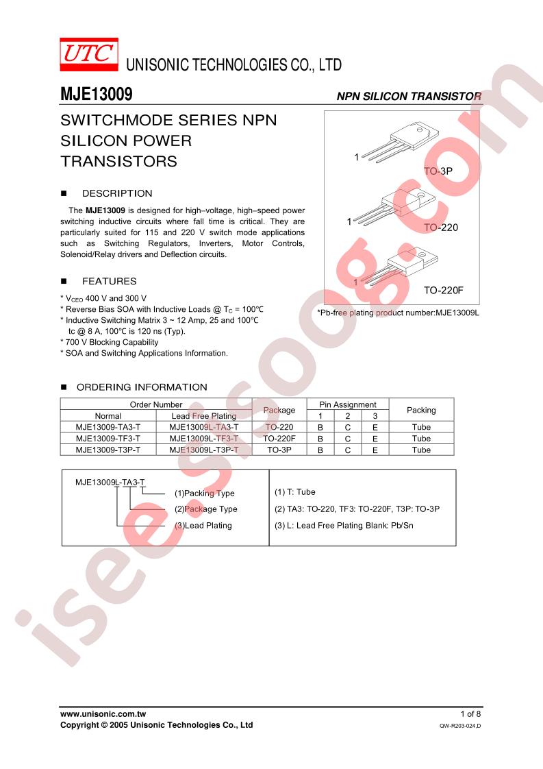 MJE13009L-T3P-T