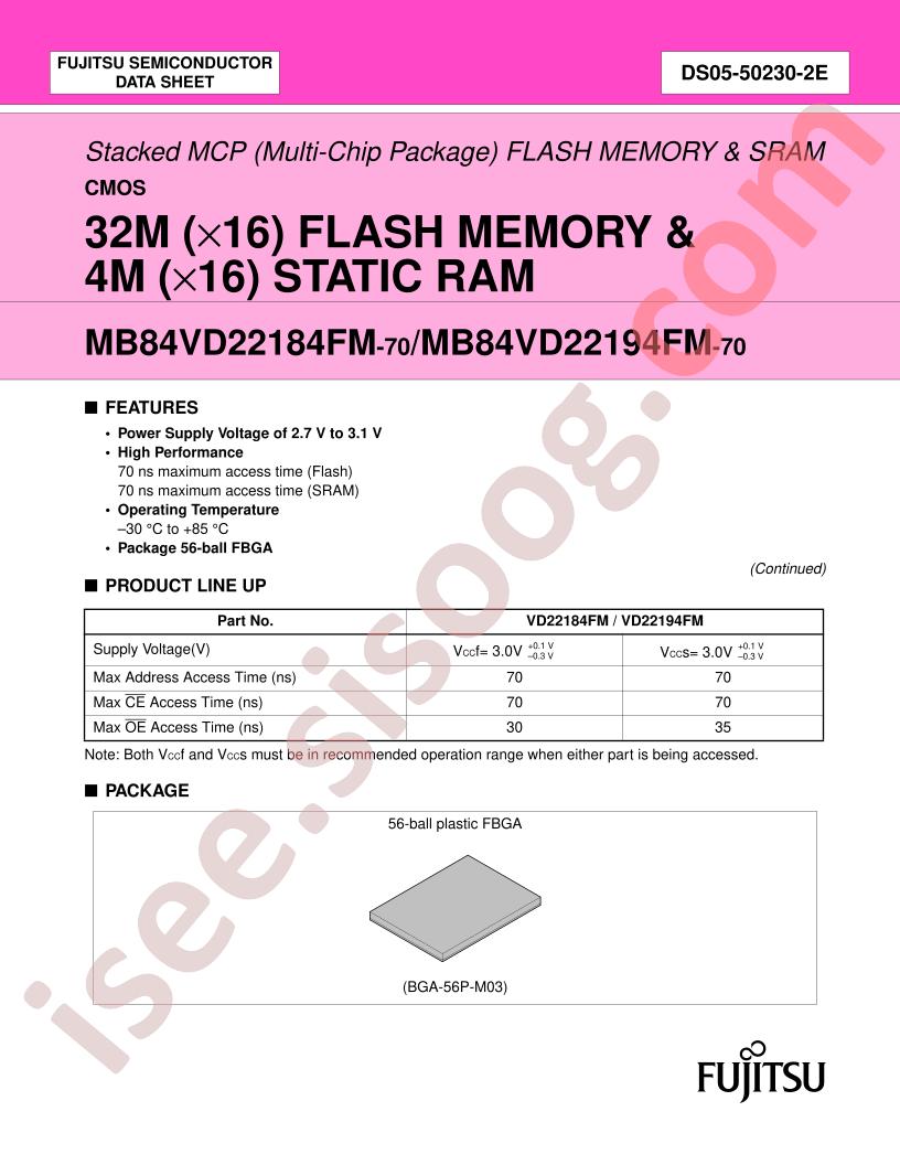 MB84VD22184FM-70