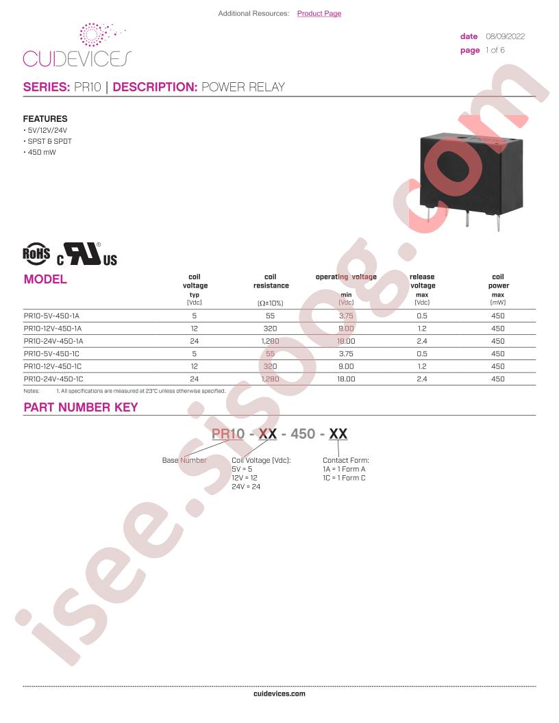 PR10-12V-450-1C