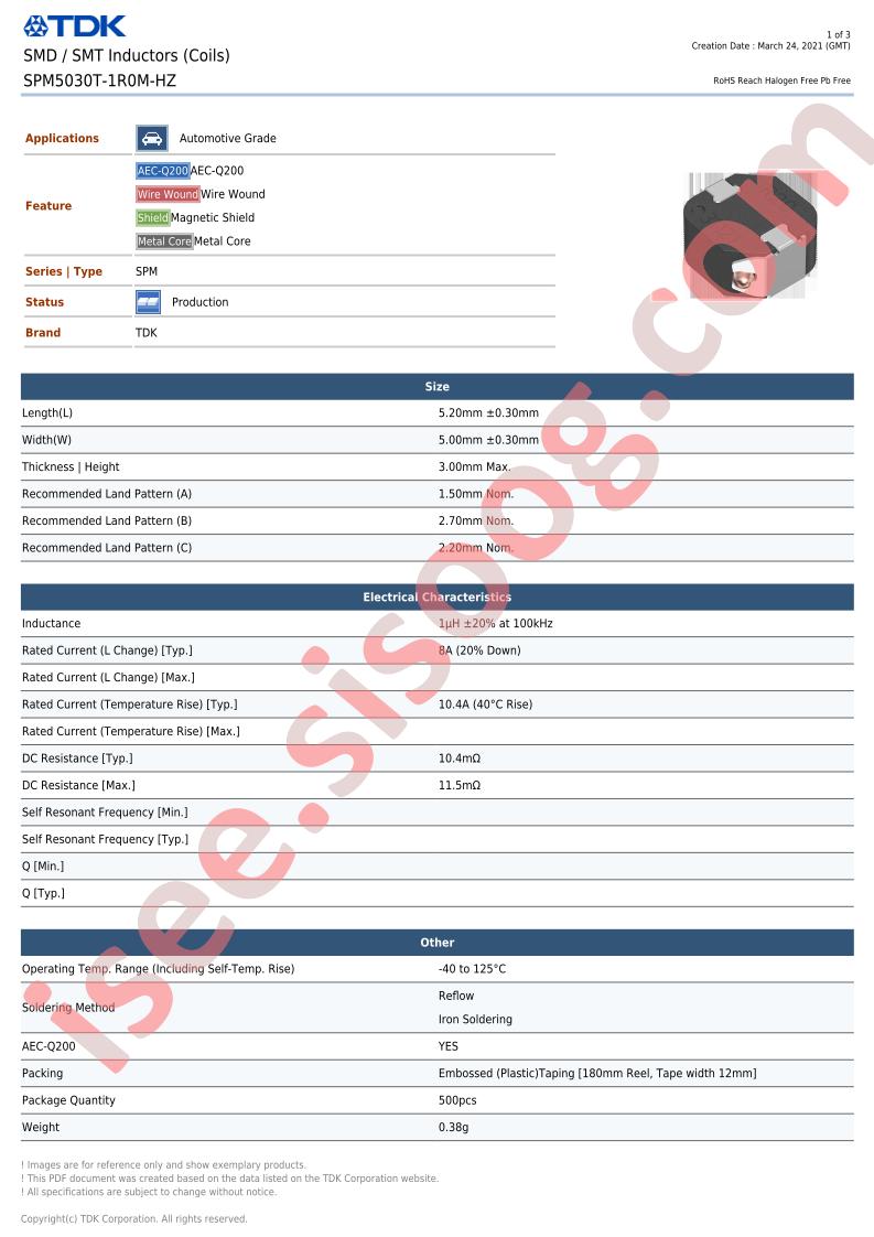 SPM5030T-1R0M-HZ