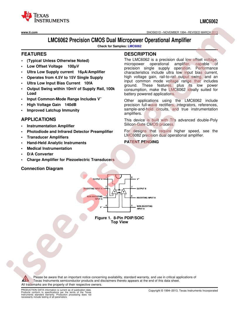 LMC6062IMNOPB