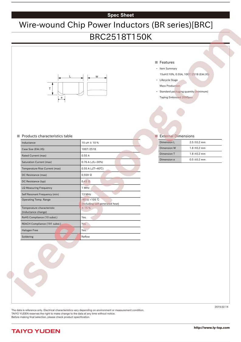 BRC2518T150K