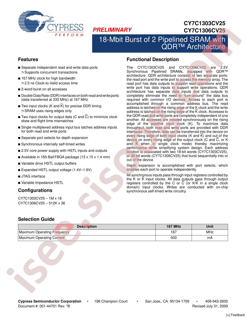 CY7C1303CV25