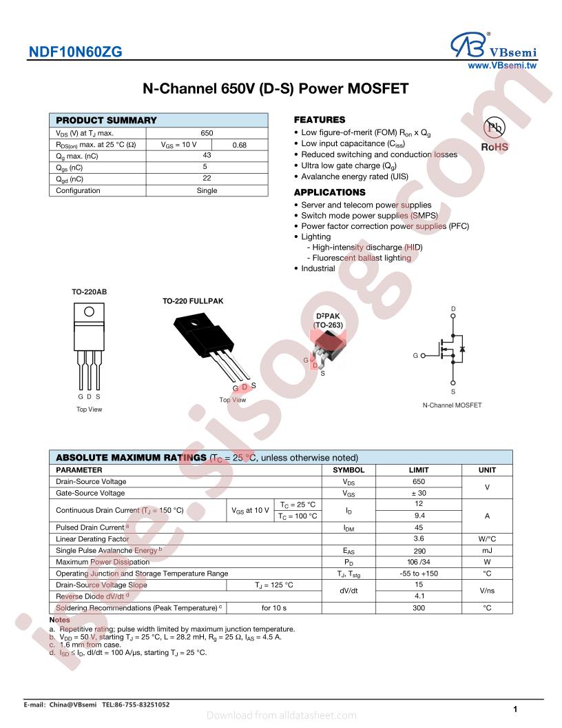 NDF10N60ZG