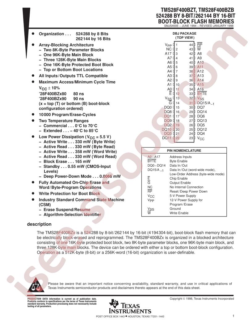 TMS28F400BZB