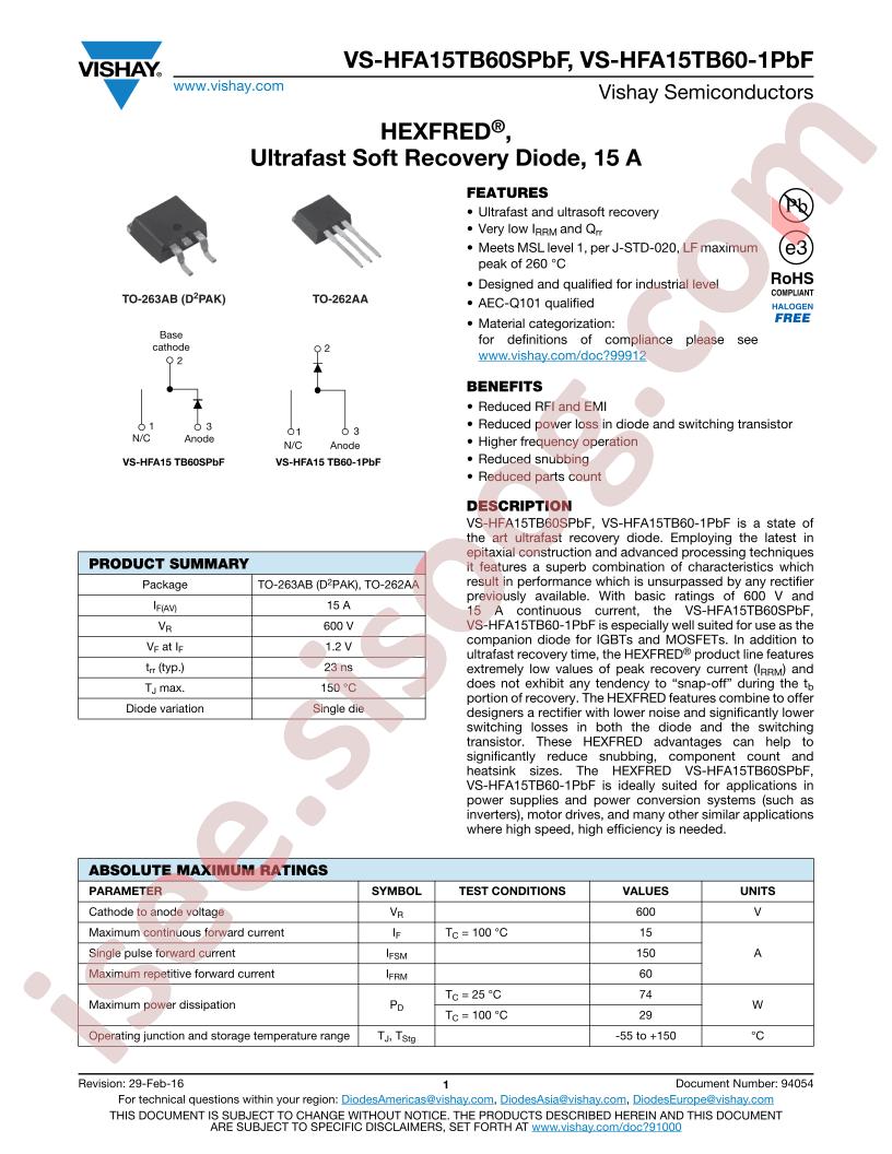 VS-HFA15TB60SPBF