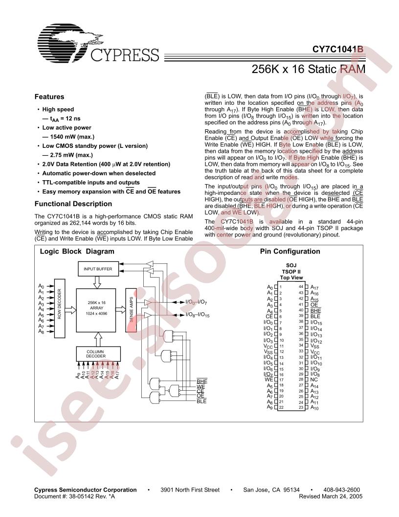 CY7C1041B-12VC