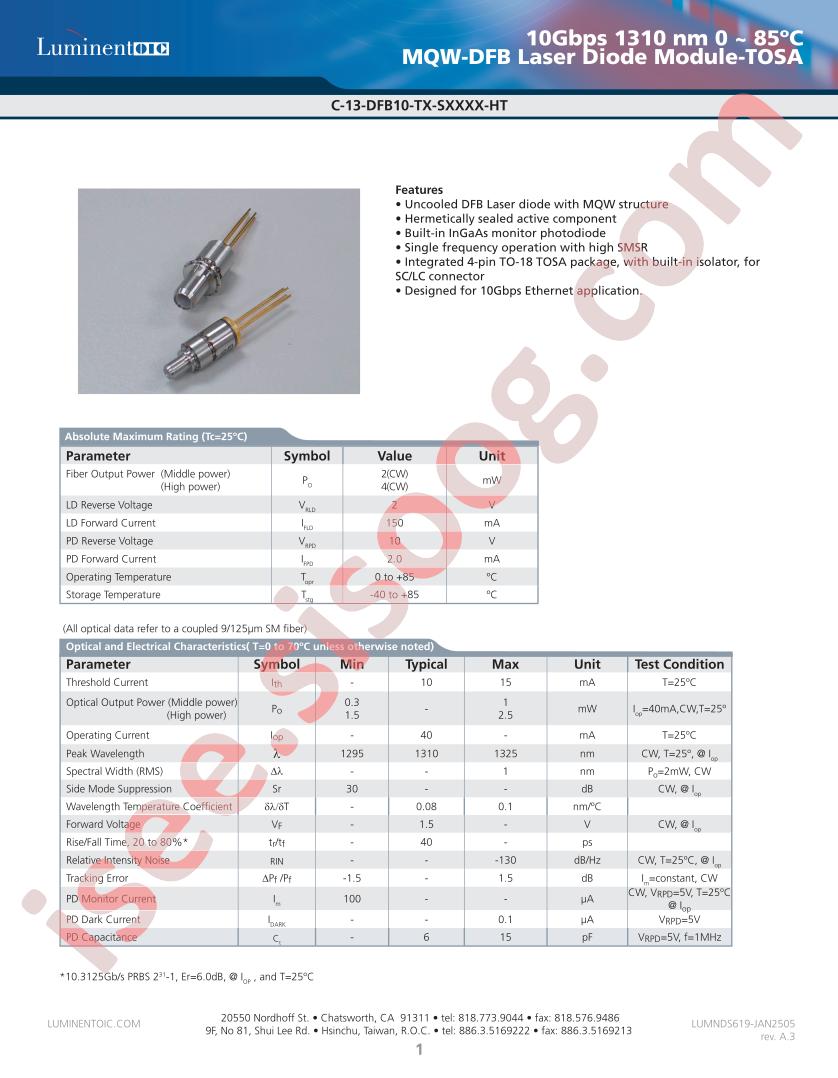 C-13-DFB10-TJ-SSC2I-HT