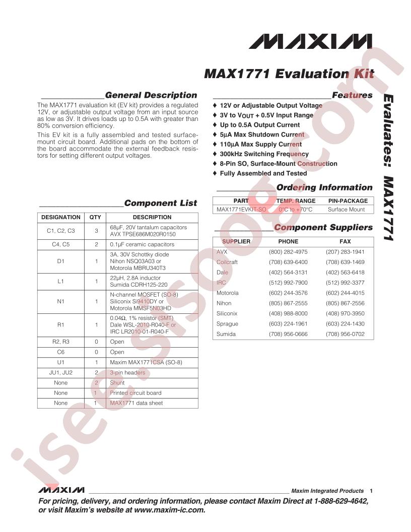 MAX1771EVKIT