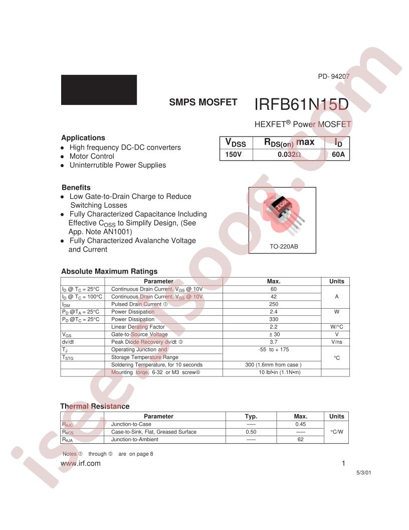 IRFB61N15D
