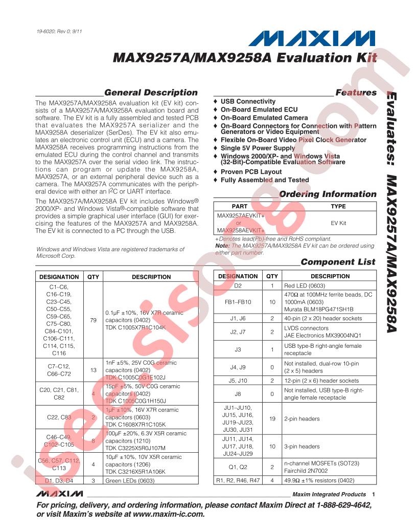 MAX9257AEVKIT