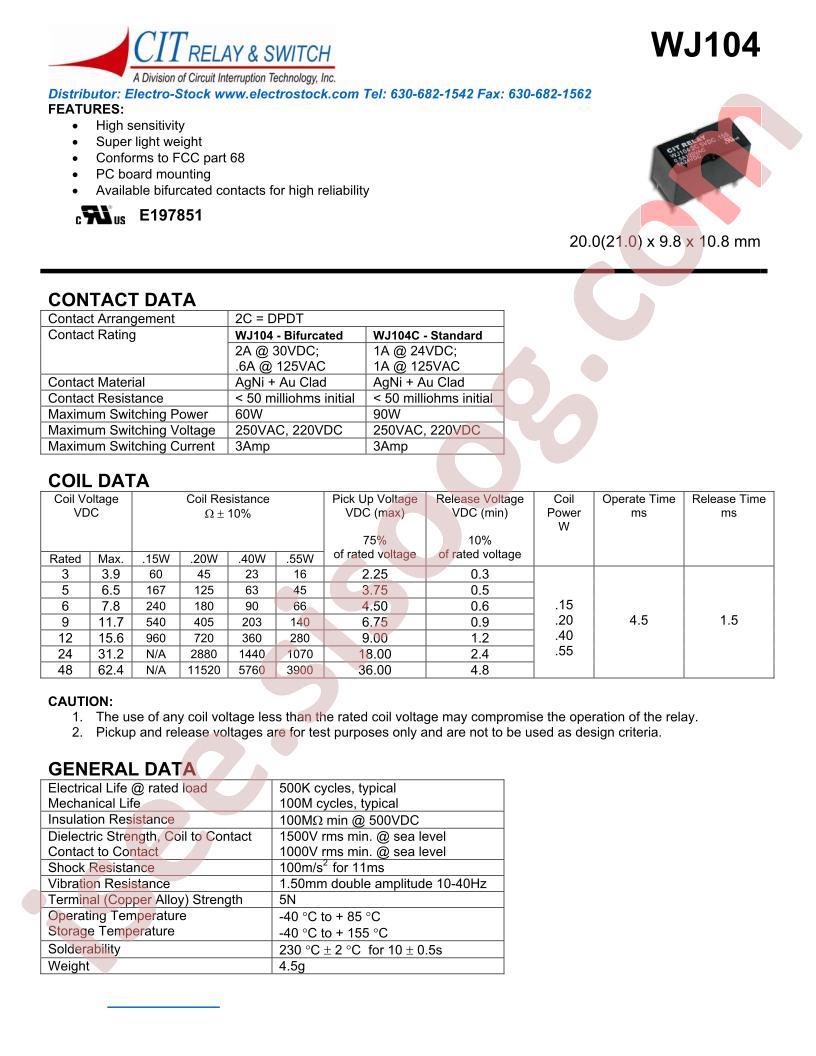 WJ1042C12VDC.40S