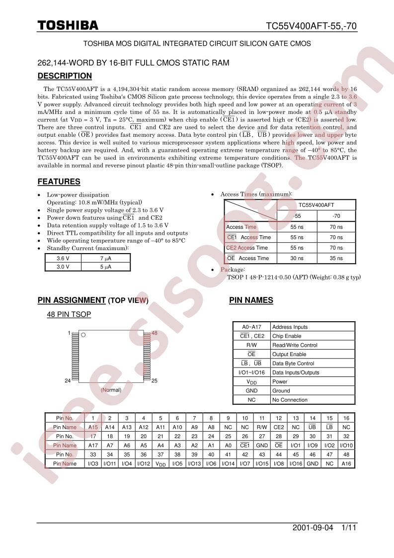 TC55V400AFT-55