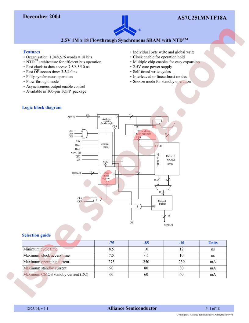 AS7C251MNTF18A-10TQC