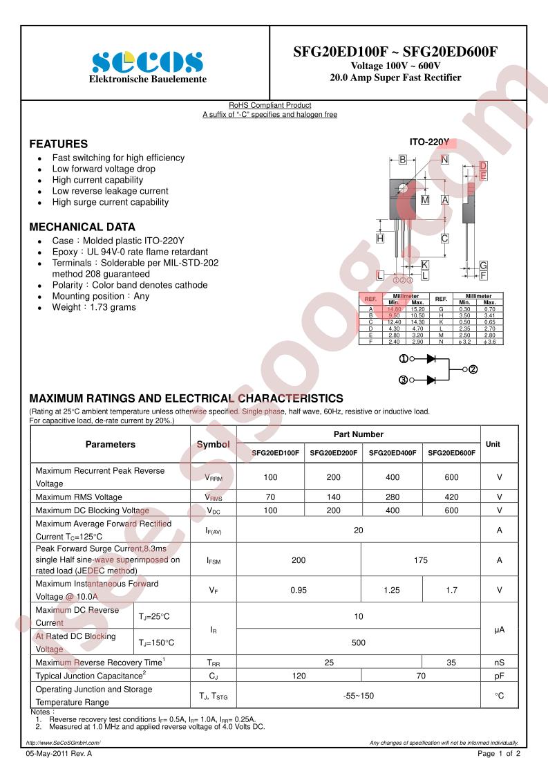 SFG20ED100F