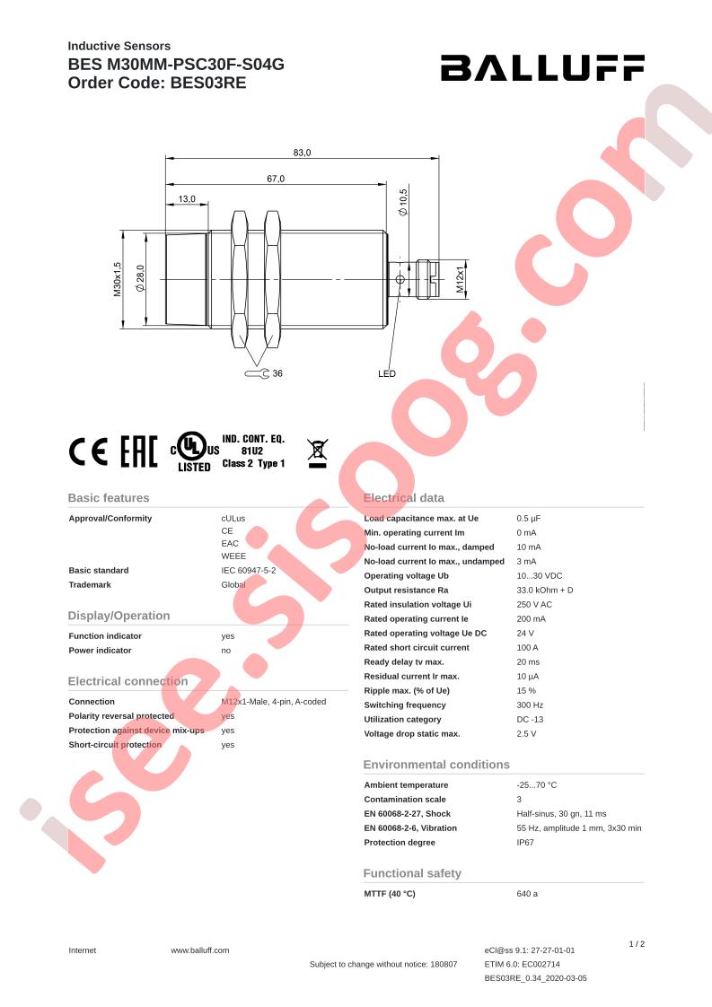 BESM30MM-PSC30F-S04G