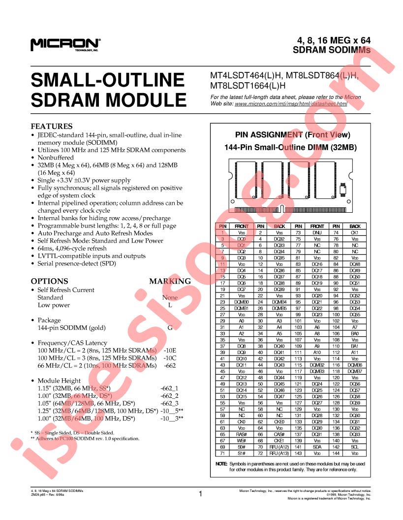 MT8LSDT1664LHG-662