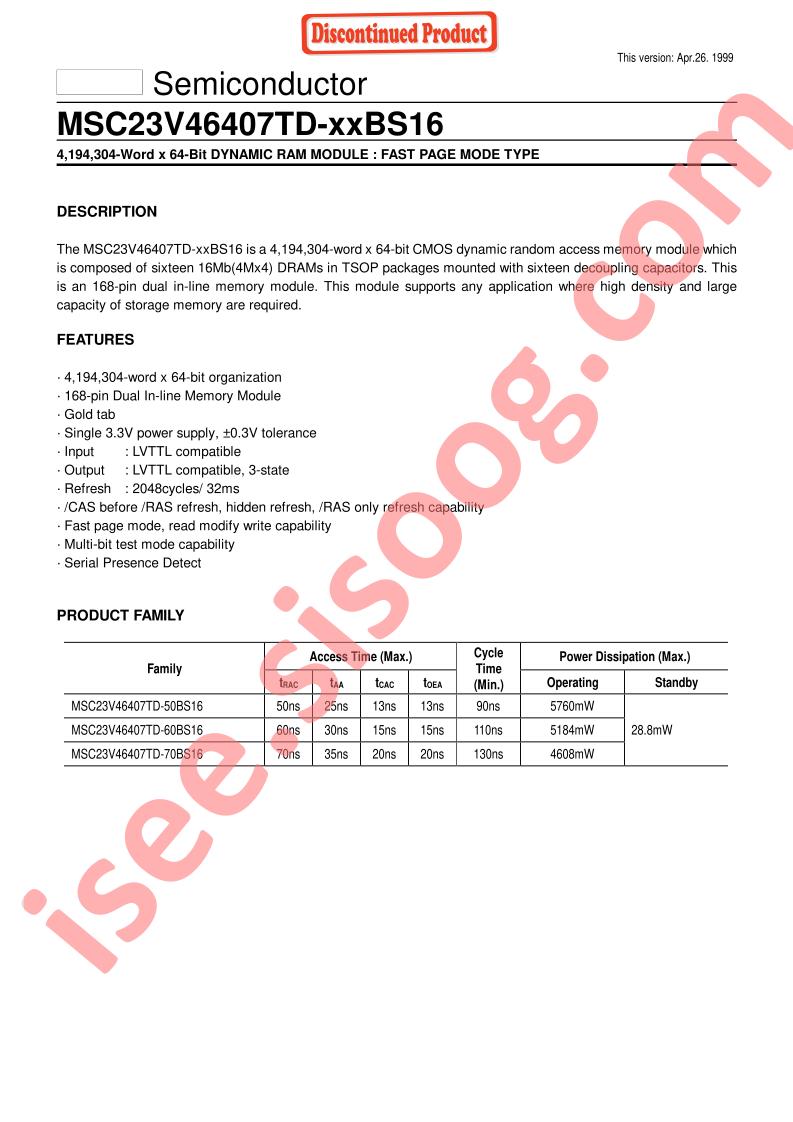 MSC23V46407TD-XXBS16
